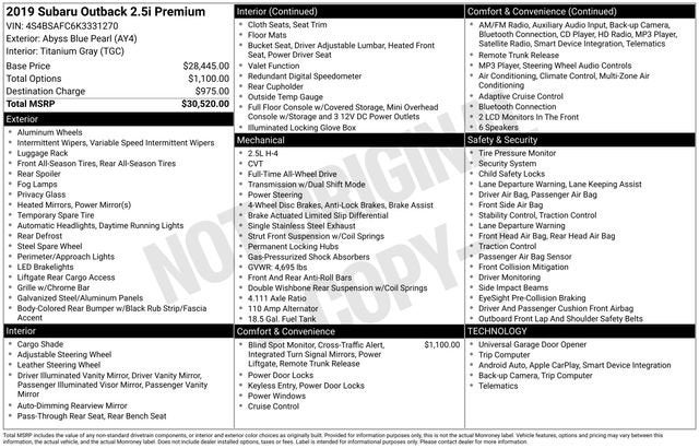 2019 Subaru Outback 2.5i Premium